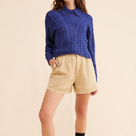 525 America Blue Alicia Revolve Cable Knit Polo Pullover - Picture 4 of 6